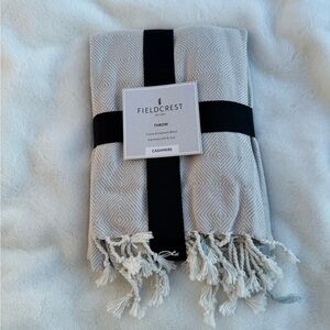Fieldcrest Cashmere Blend Gray & Black Throw Blanket | Cozy Luxury |l